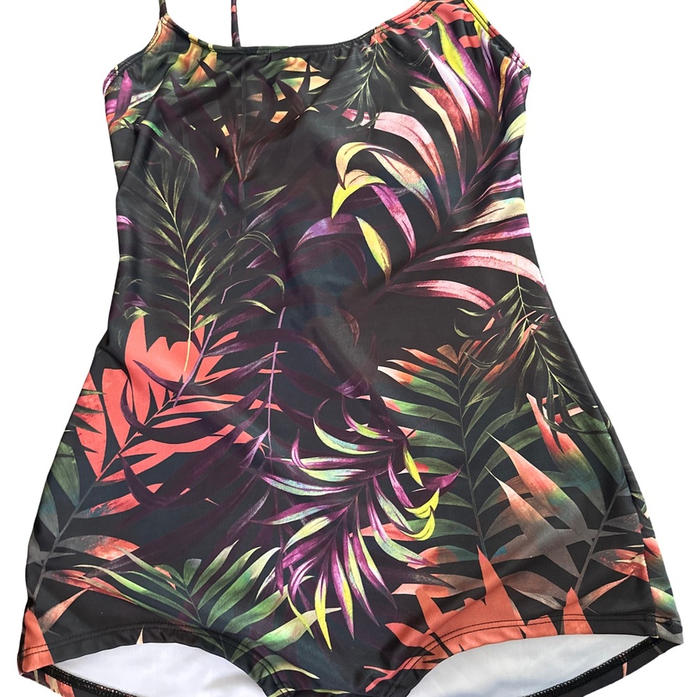 Onzie Tropical Leaf One-Piece Swimsuit - Black, Pink, Orange, Green, Purple